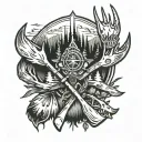 canoe paddle and moose antler tattoo design idea