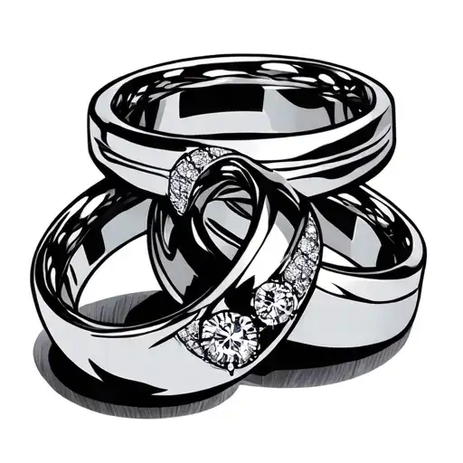 2 wedding rings tattoo design idea