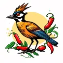 New Mexico roadrunner and chili peppers tattoo design idea