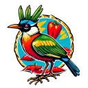 New Mexico roadrunner and chili peppers tattoo design idea