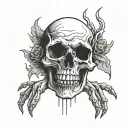skull crying with prayer hands  tattoo design idea