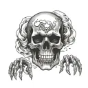 skull crying with prayer hands  tattoo design idea