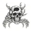 skull crying with prayer hands  tattoo design idea