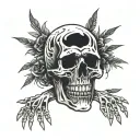 skull crying with prayer hands  tattoo design idea