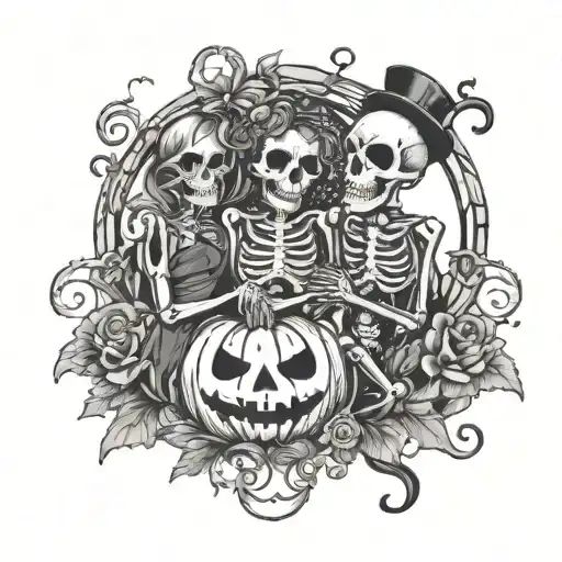 Halloween, Love, Wedding, Marriage, 31, pumpkins, skeletons, chipotle tattoo design idea