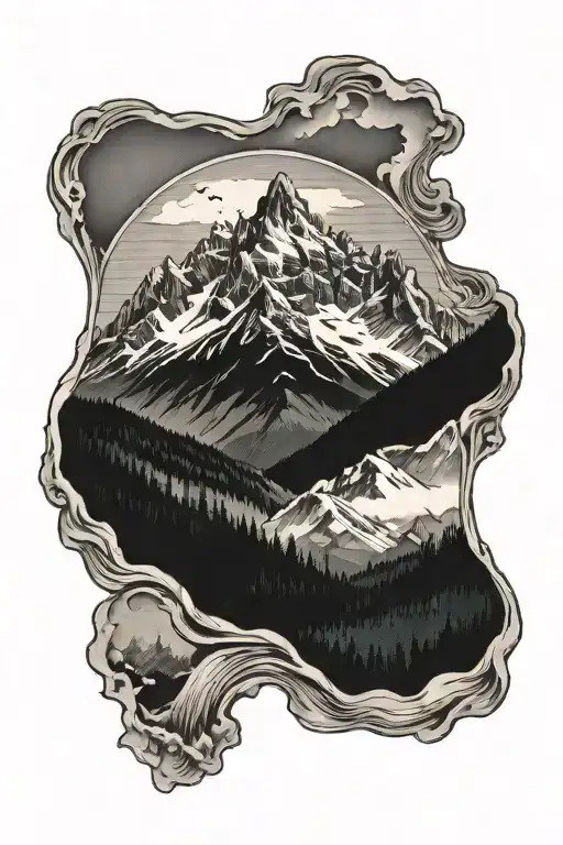 Appalachian Mountains In The Background with logo  tattoo design idea