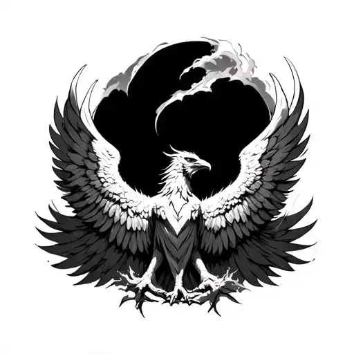 Phoenix wings spread open coming out of the ashes  tattoo design idea