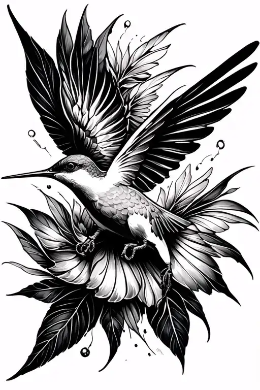 humming bird fly away tattoo design idea