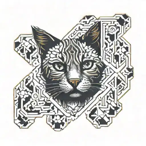 cat paw print surrounded tattoo design idea