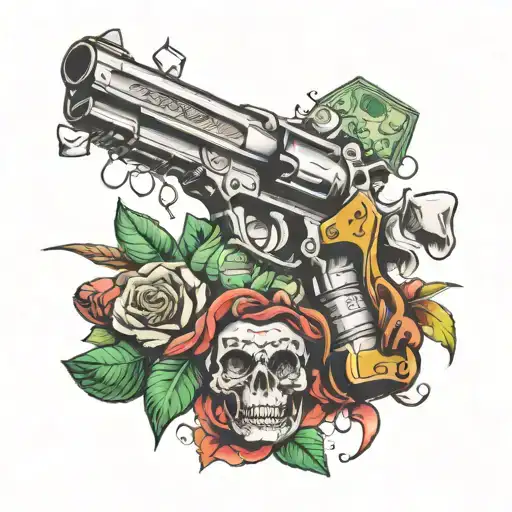 guns money drugs tattoo design idea