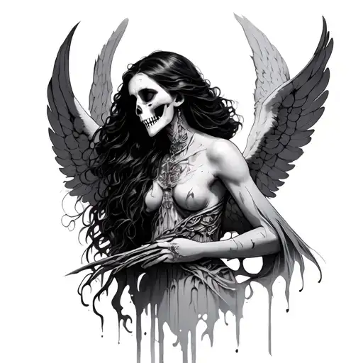 female angel of death tattoo design idea
