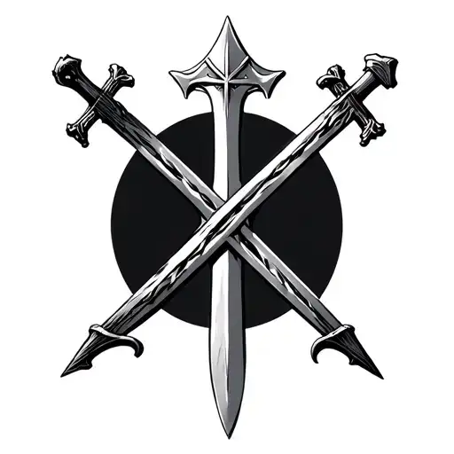 crosses and swords  tattoo design idea