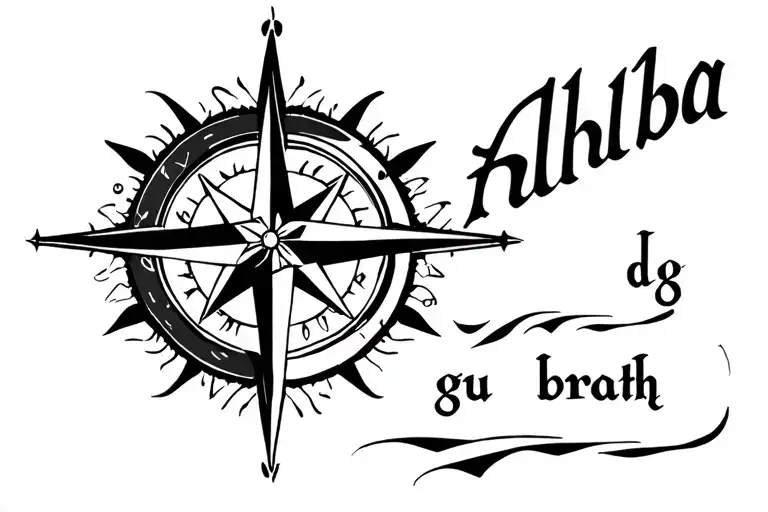 a compass with words "Alba gu brath" written underneath tattoo design idea