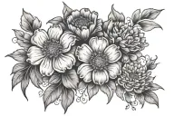 Violet flowers and Marigold flowers. With quote “when the person you love becomes a memory, the memory becomes a treasu tattoo design idea