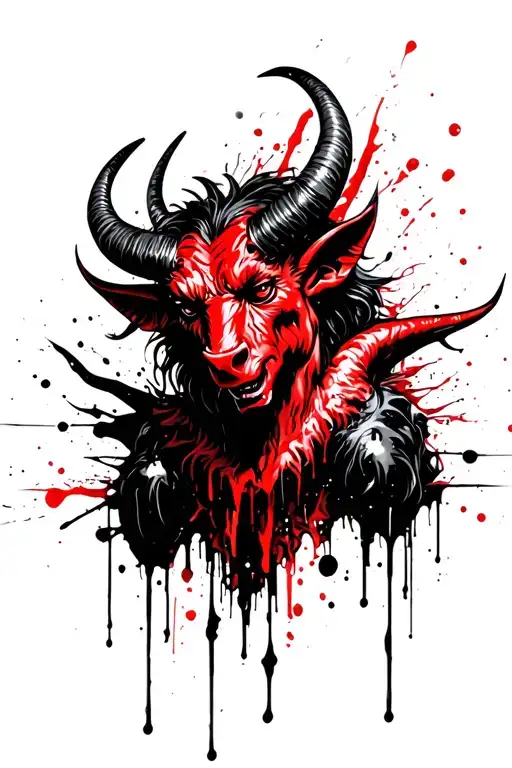 horned devil cute rising tattoo design idea