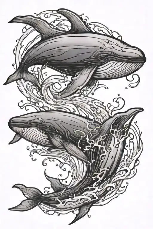 whale swimming tattoo design idea