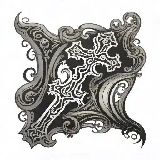 cross and semi colon tattoo design idea