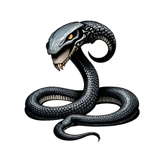 Coverup robot snake tattoo design idea