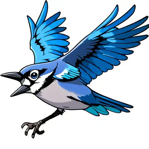 blue jay bird flying tattoo design idea