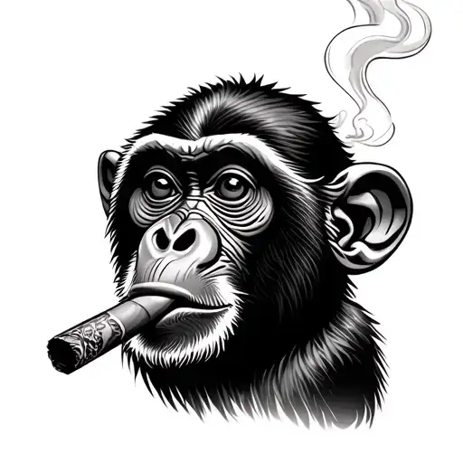 Monkey Smoking Cigar tattoo design idea