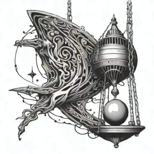Pendulum swinging from light to dark side tattoo design idea