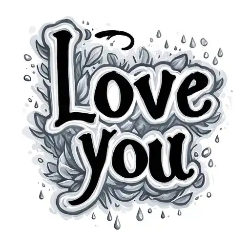 "Unforgettable " rain storm asl i love you tattoo design idea