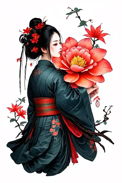 Japanese style illustration tattoo design idea