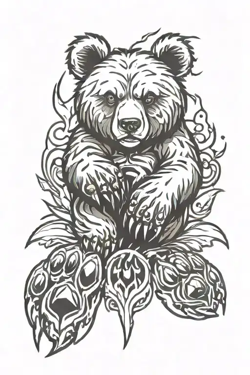 bear paw print tattoo design idea