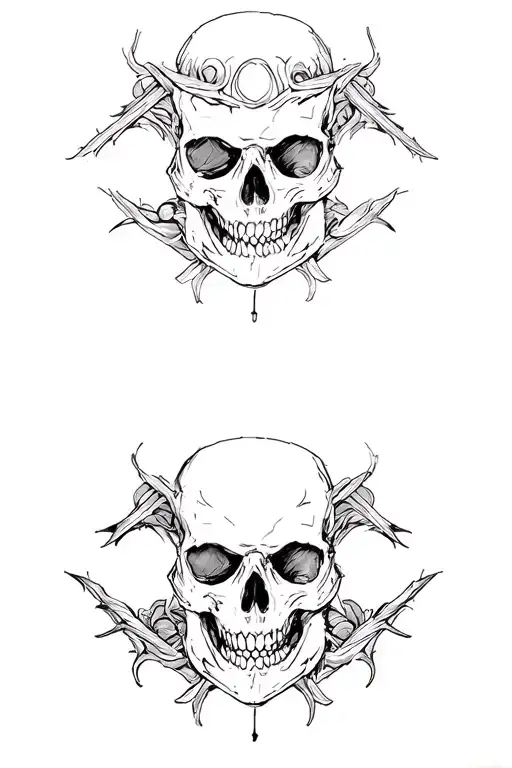 skull soft shading tattoo design idea