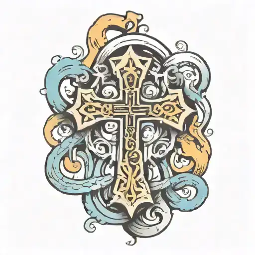 Cross surrounded by a DNA strand with the Bible verse Ecclesiastes 3:1-11 in the center tattoo design idea