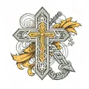 Cross surrounded by a DNA strand with the Bible verse Ecclesiastes 3:1-11 in the center tattoo design idea