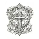 Cross surrounded by a DNA strand with the Bible verse Ecclesiastes 3:1-11 in the center tattoo design idea