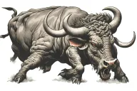 fierce bull killing its prey red eyes charging  tattoo design idea