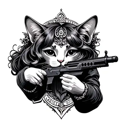 aristicats duchess  Holding M16 tattoo design idea
