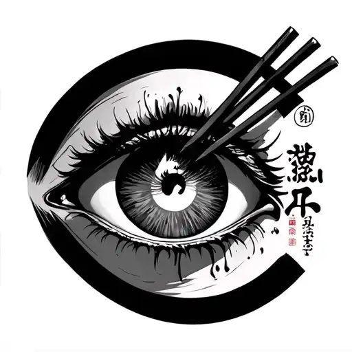 min yoongi eye with scare true the eye symbol integrated with chopsticks and the word shibal  tattoo design idea