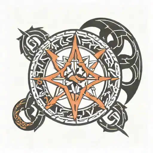 fehu, wunjo, jera and dagaz rune circle tattoo design idea