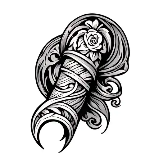 Band of greek pattern, marble around biceps. Rosemaling up to shoulder made of wood. All is in black and grey. Two highl tattoo design idea