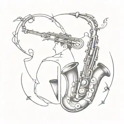 saxophone and literature tattoo design idea