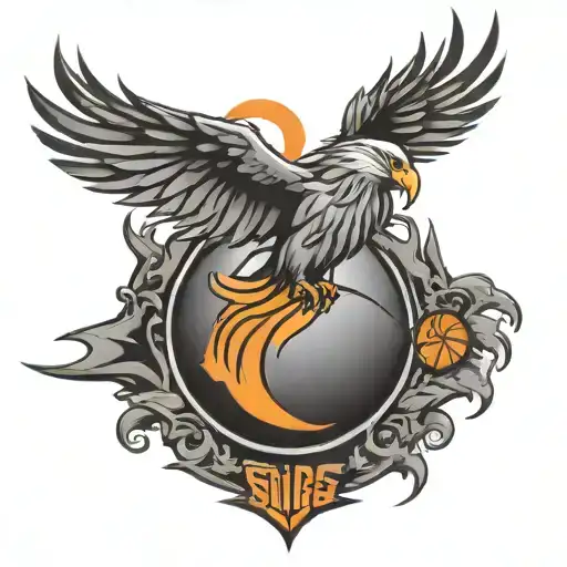 phoenix suns logo incorporated within arsizona flag tattoo design idea