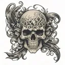 skull and tendrills tattoo design idea