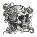 skull and tendrills tattoo design idea