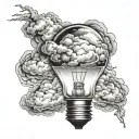 storm clouds light bulb tattoo design idea