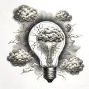 storm clouds light bulb tattoo design idea