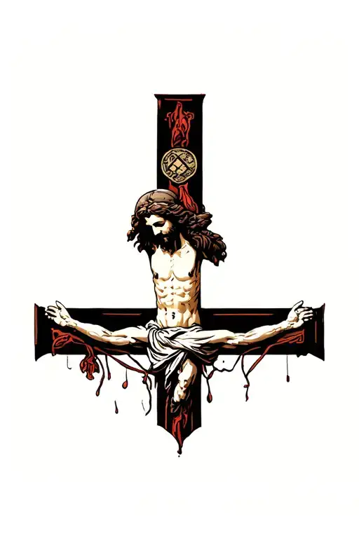Jesus as an anarchist on the cross tattoo design idea