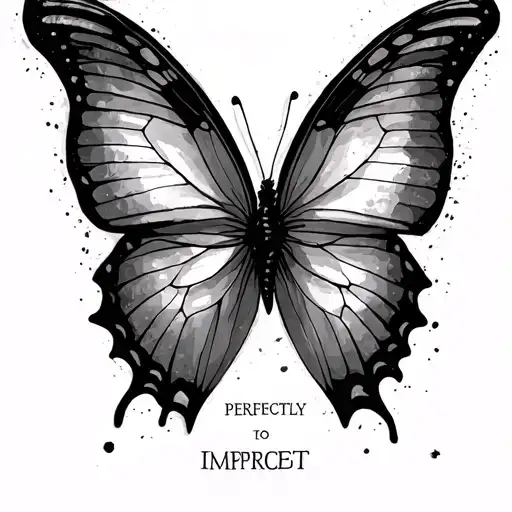 butterfly  with words perfectly imperfect tattoo design idea