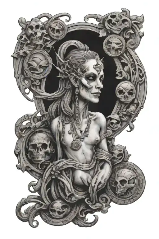 charon and coins tattoo design idea