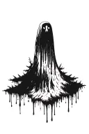 forest graffiti paint drip ghost eldritch horror tattoo design idea