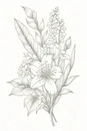 Lily of the Valley , Aster and feathers falling tattoo design idea