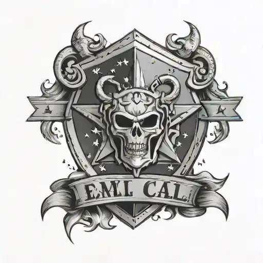 America de Cali shield with its devil and its stars around it tattoo design idea