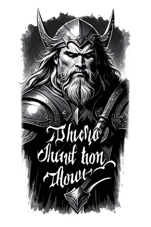 Thor with quote written tattoo design idea
